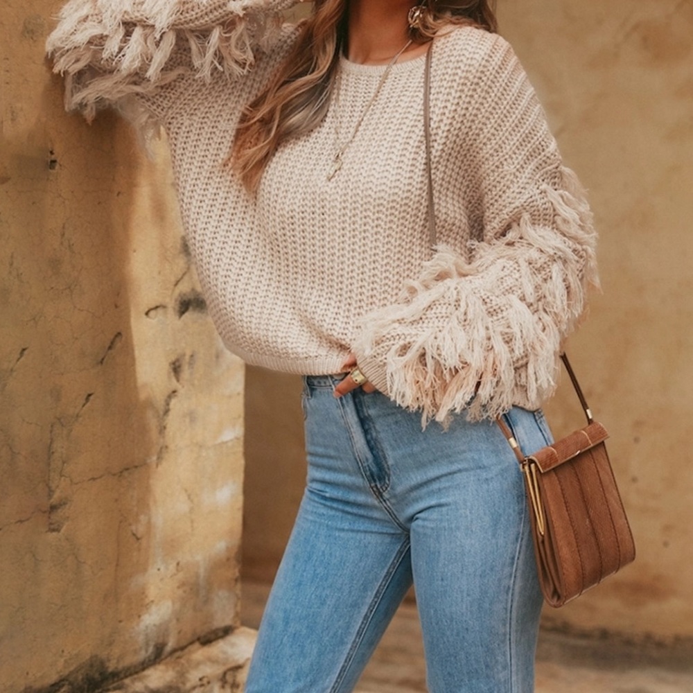 Gorgeous Fringe Sleeve Sweater - Picture 4 of 8